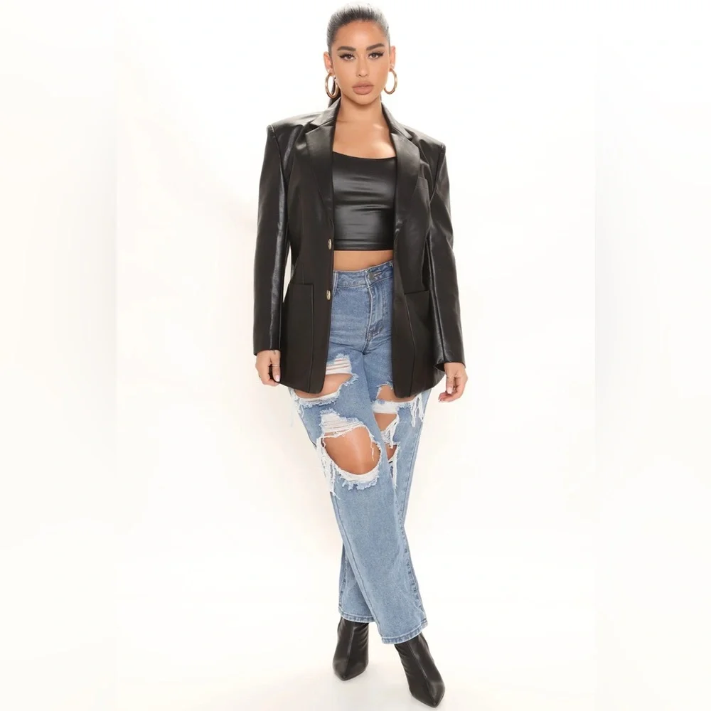 NWT [Fashion Nova] 90's Flashback Tapered Jeans - Medium Blue Wash Women’s Sz 7 - Picture 2 of 8